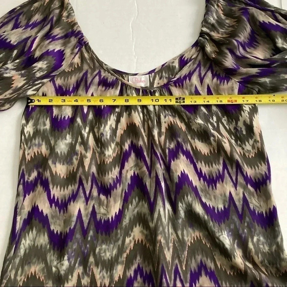 Parker silk abstract chevron print scoop neck tunic top medium - Picture 6 of 8